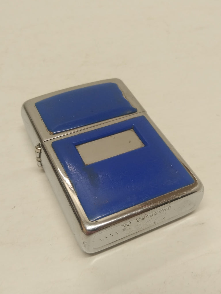 Vtg 1982 Zippo Chrome Blue Ultralite Cigarette Lighter Not