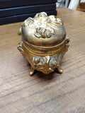 Antique 1904 Art Deco Gold Gilt Rose Vine Hinged Dresser Vanity Box Jewelery Box