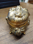 Antique 1904 Art Deco Gold Gilt Rose Vine Hinged Dresser Vanity Box Jewelery Box