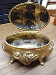 Antique 1904 Art Deco Gold Gilt Rose Vine Hinged Dresser Vanity Box Jewelery Box