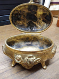 Antique 1904 Art Deco Gold Gilt Rose Vine Hinged Dresser Vanity Box Jewelery Box