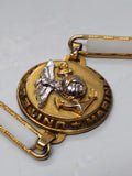 Vtg WW2 Era US Marine Corps Insignia 7" Charm Sweetheart Bracelet Gold Plated
