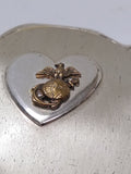 Vtg WW2 Sterling Silver US Marines Sweetheart Powder Heart Shaped Compact Nice!