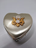 Vtg WW2 TRUEART Sterling Silver US Army Sweetheart Heart Shaped Compact Nice