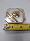 Vtg WW2 Sterling Silver US Navy Sweetheart Gold Accent Octagonal Compact Nice