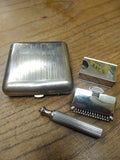 Vtg GEM Single Edge 2 Piece Safety Travel Razor Lot With Case Blade Bank Nice!