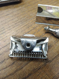 Vtg GEM Single Edge 2 Piece Safety Travel Razor Lot With Case Blade Bank Nice!