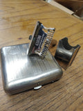 Vtg GEM Single Edge 2 Piece Safety Travel Razor Lot With Case Blade Bank Nice!