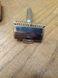 Vtg GEM Single Edge 2 Piece Safety Travel Razor Lot With Case Blade Bank Nice!