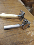 Vtg GEM Single Edge 2 Piece Safety Travel Razor Lot With Case Blade Bank Nice!