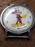 Vtg Walt Disney Productions Mickey Mouse Wind Up Wrist Watch Yellow Hands 1970's