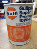 Vtg Original Gulfpride Super Premium 10W/40 1 Quart Oil Full Can Very Good #2