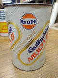 Vtg Original Gulfpride Multi Grade All Weather 1 Quart Oil Full Can Very Good