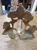 Antique Easter Hand Blown Glass Brass Stand 14" Tall Table Decoration 1890's