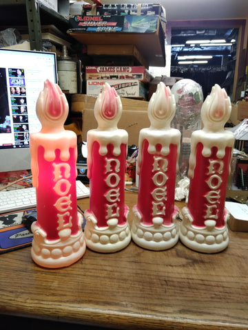 Vtg Empire 4 Piece Lighted Noel Candles Blow Mold Christmas 13" Working!