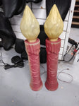 Vtg Empire 2 Piece Lighted Noel Candles Blow Mold Christmas 41" Working!