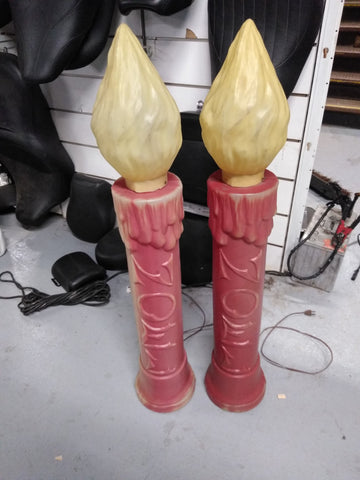Vtg Empire 2 Piece Lighted Noel Candles Blow Mold Christmas 41" Working!