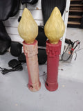 Vtg Empire 2 Piece Lighted Noel Candles Blow Mold Christmas 41" Working!