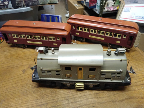 Vtg Lionel 380 Standard Gauge 0-4-0 Electric Locomotive Pullman Observation Cars