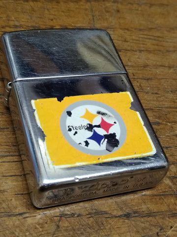 Vtg 2007 Steelers Zippo Cigarette Lighter Polished Chrome Pittsburgh Football