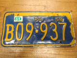 Vtg 1958 Pennsylvania License Plate Car Tag B09 937 Exp 1964 12"x6" Hot Rat Rod