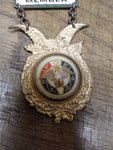 Vtg F.O.E. Fraternal Order Of Eagles Members Medal Gold Tone Metal & Celluloid