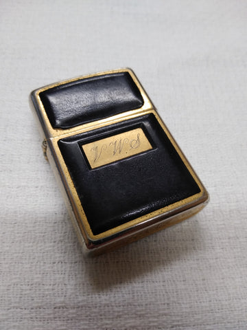 Vtg 1993 Zippo Cigarette Lighter Ultralite Black/Gold Engraved V.W.S. Nice Snap!