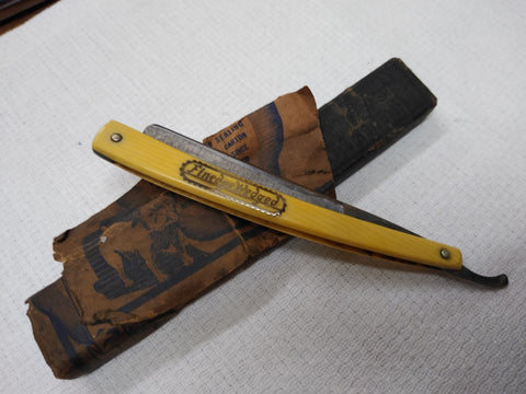 Vtg Antique Finedge Ostiso Straight Razor Original Box New York Nice Scales!