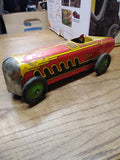Vtg 1930's Marx Wind Up Tin Toy Boat Tail Racer Car #711 With Driver Lithograph
