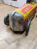 Vtg 1930's Marx Wind Up Tin Toy Boat Tail Racer Car #711 With Driver Lithograph