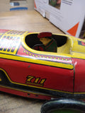 Vtg 1930's Marx Wind Up Tin Toy Boat Tail Racer Car #711 With Driver Lithograph
