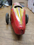 Vtg 1930's Marx Wind Up Tin Toy Boat Tail Racer Car #711 With Driver Lithograph