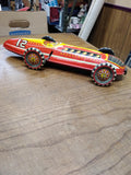 Vtg 1930's Marx Wind Up Tin Toy Lithograph Boat Tail Racer Car #12 Working