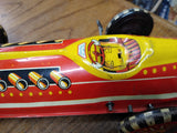 Vtg 1930's Marx Wind Up Tin Toy Lithograph Boat Tail Racer Car #12 Working