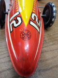 Vtg 1930's Marx Wind Up Tin Toy Lithograph Boat Tail Racer Car #12 Working