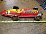 Vtg 1930's Marx Wind Up Tin Toy Lithograph Boat Tail Racer Car #12 Working