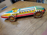 Vtg 1930's Marx Wind Up Tin Toy Lithograph Boat Tail Racer Car Working Nice