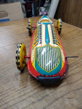 Vtg 1930's Marx Wind Up Tin Toy Lithograph Boat Tail Racer Car Working Nice