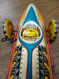 Vtg 1930's Marx Wind Up Tin Toy Lithograph Boat Tail Racer Car Working Nice
