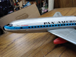 Vtg HAJI Pan American Tin Toy Clipper Jet Working Friction Motor Airplane Japan