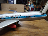 Vtg HAJI Pan American Tin Toy Clipper Jet Working Friction Motor Airplane Japan