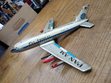 Vtg 1960s Made In Japan Pan American Tin Toy Jet Working Friction Motor Airplane