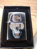 Sealed Zippo Harley Davidson Lighter Skull & Helmet High Polish Chrome With Box
