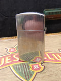 Vtg 1965 ZIPPO Slim Cigarette Lighter Etched Diagonal Lines Flowers Striped Back