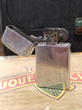 Vtg 1965 ZIPPO Slim Cigarette Lighter Etched Diagonal Lines Flowers Striped Back