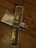 Vtg 1965 ZIPPO Slim Cigarette Lighter Etched Diagonal Lines Flowers Striped Back