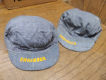 Vtg Childrens Railroad Engineer Style Blue & White Striped Cap Hat Youth Kids