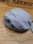 Vtg Childrens Railroad Engineer Style Blue & White Striped Cap Hat Youth Kids