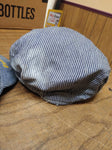 Vtg Childrens Railroad Engineer Style Blue & White Striped Cap Hat Youth Kids
