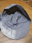 Vtg Childrens Railroad Engineer Style Blue & White Striped Cap Hat Youth Kids